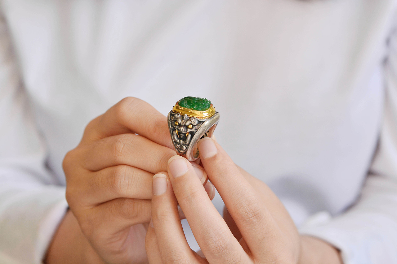 设计师作品|貔貅獬豸翡翠戒指