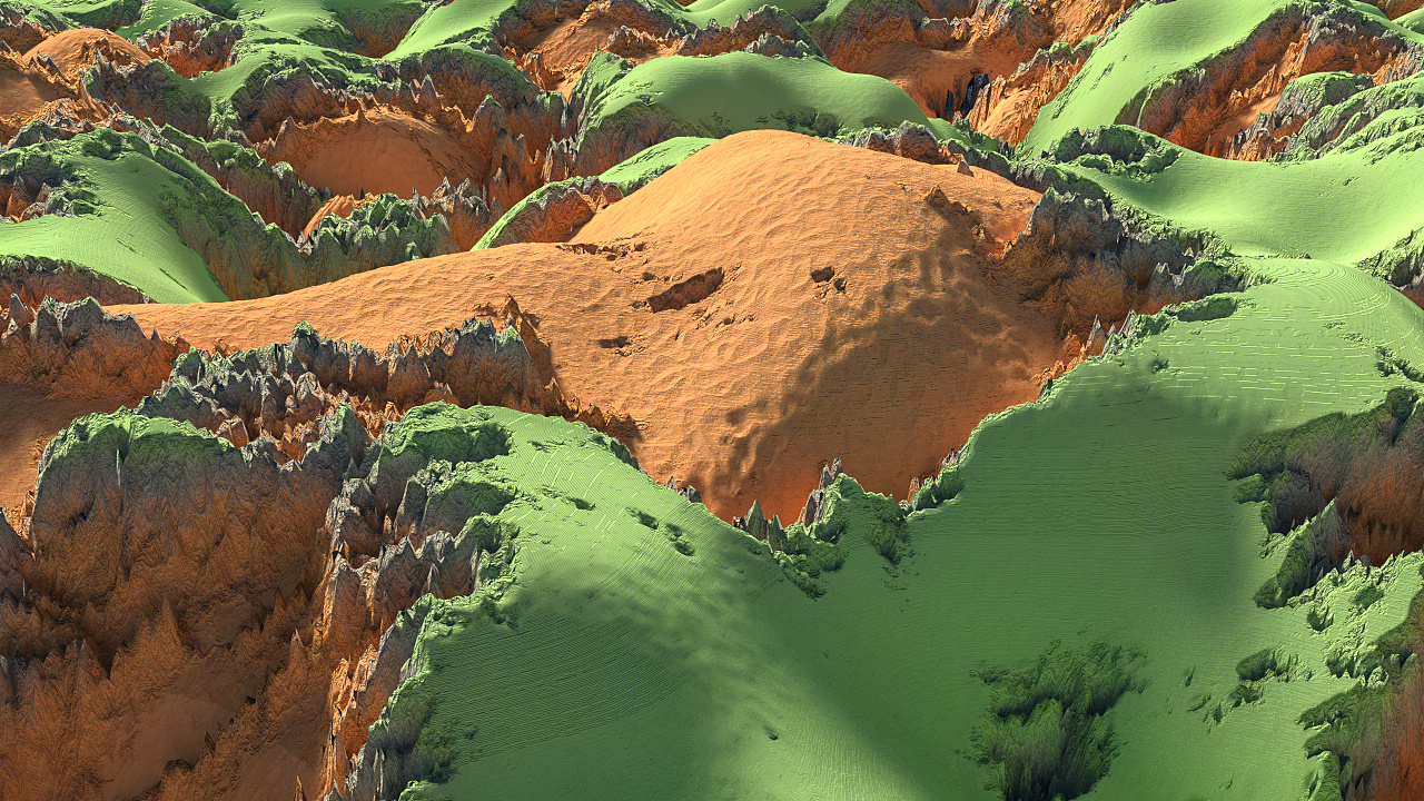 c4d中地形山脉渲染