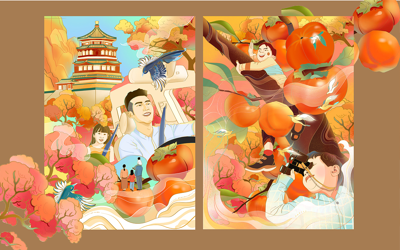 插画设计 24节气插画(秋)前一阶段的插画练习整理~