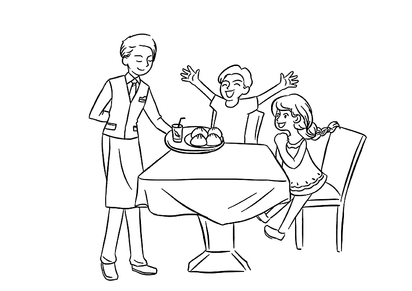 简笔漫画餐饮店插画（图ZNTc0MTg1MzI=） - 商业插画 - 站酷设计师圆蛋水彩绘原创素材 - 站酷ZCOOL