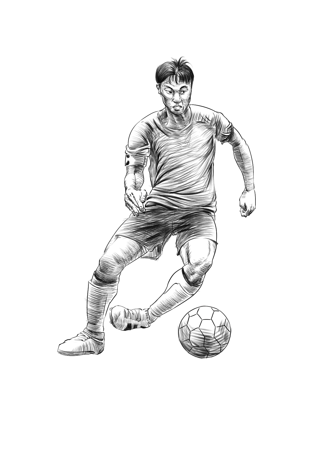 踢足球的图片素描图片