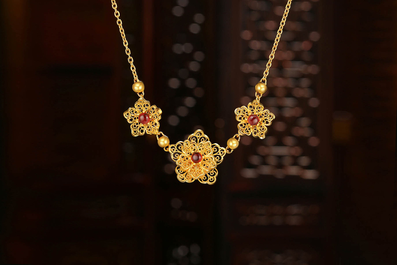 非遗古法金花丝工艺黄金产品摄影