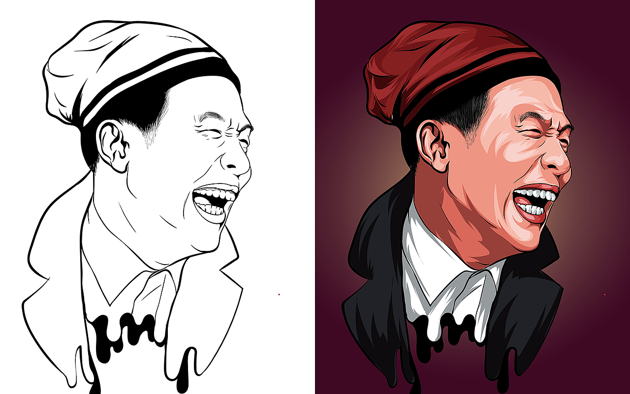 手绘AI矢量插画头像,近期练习作品,请多赐教!