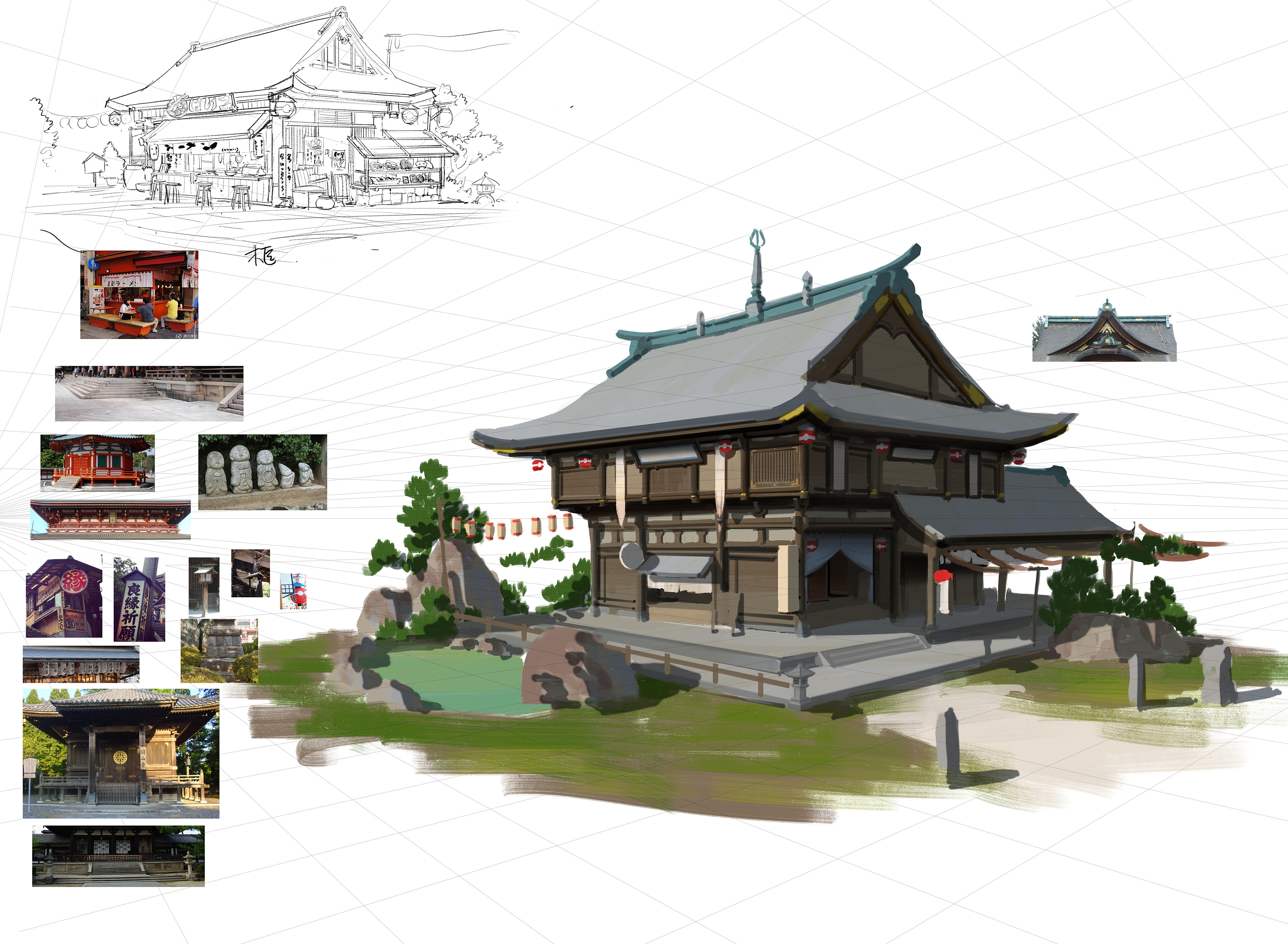 日式建筑设计附步骤图及细节刻画|插画|游戏原画|艺数绘cg - 原创作品