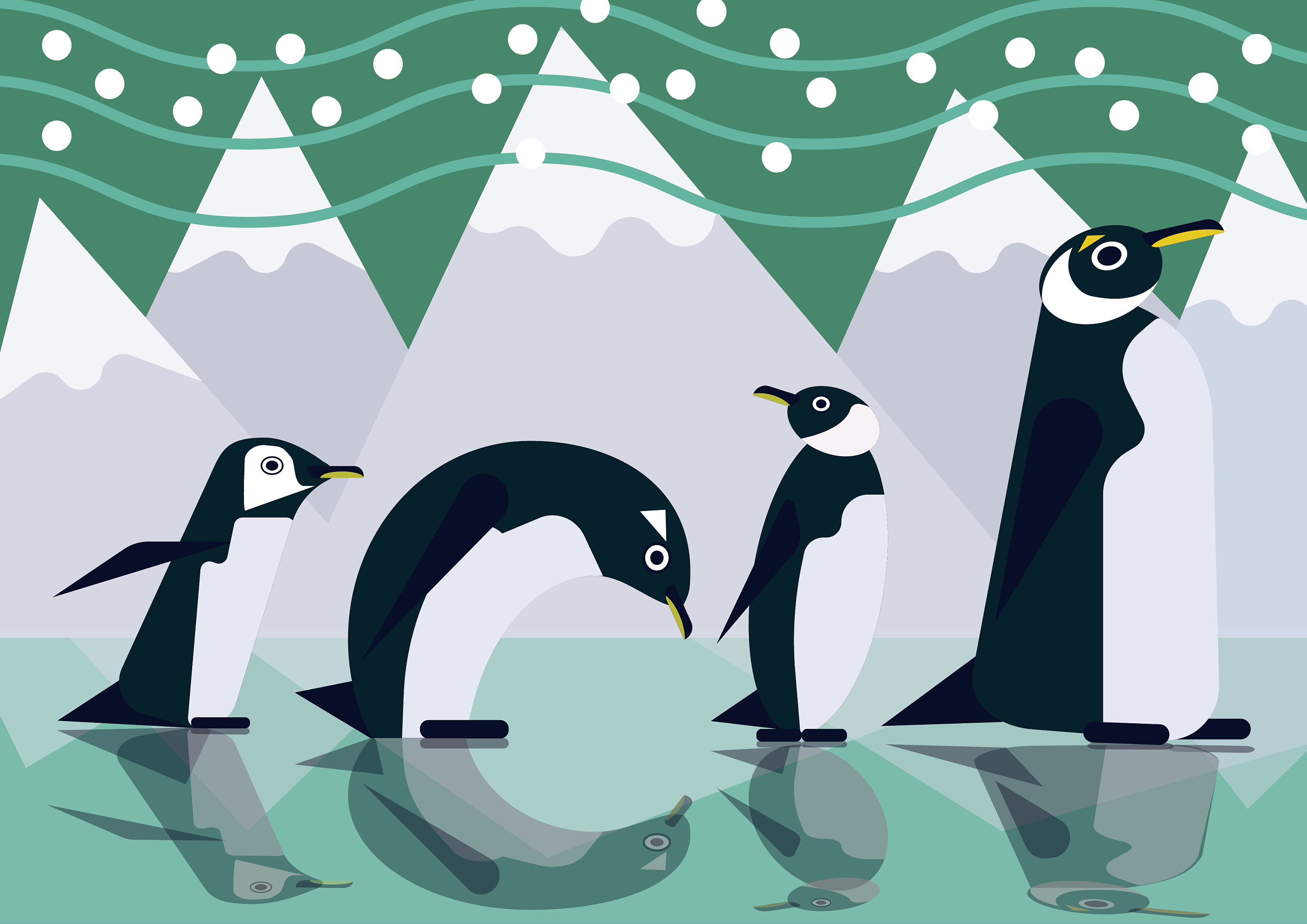 ai原创插画|企鹅的一家