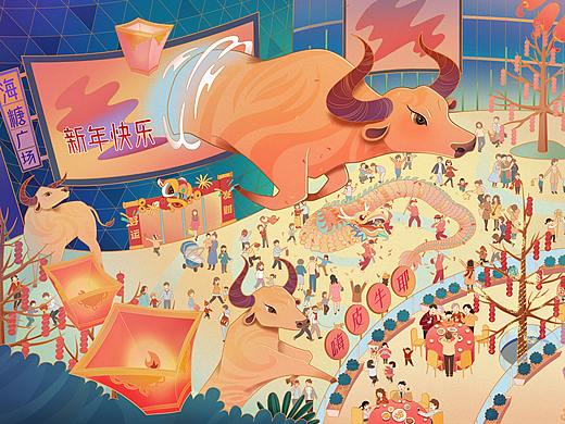 2021牛年大吉（个人主页-ZNTI2MTIxMzI=） - 商业插画 - 站酷设计师鹿角海糖原创素材 - 站酷ZCOOL