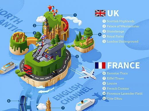Tourist Map Illustration 旅游地图系列-西欧篇 