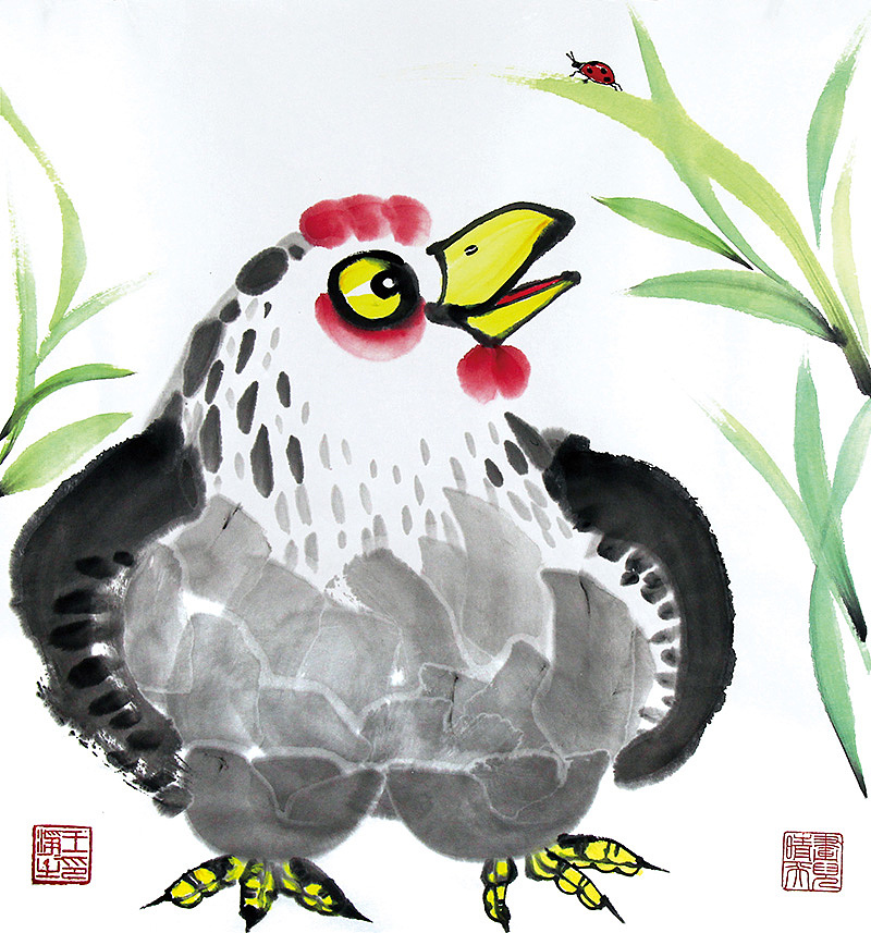 王净净 水墨鸡 鸡年插画 国画鸡（图ZNjM1MDIxOTI=） - 绘画 - 站酷设计师画儿晴天原创素材 - 站酷ZCOOL