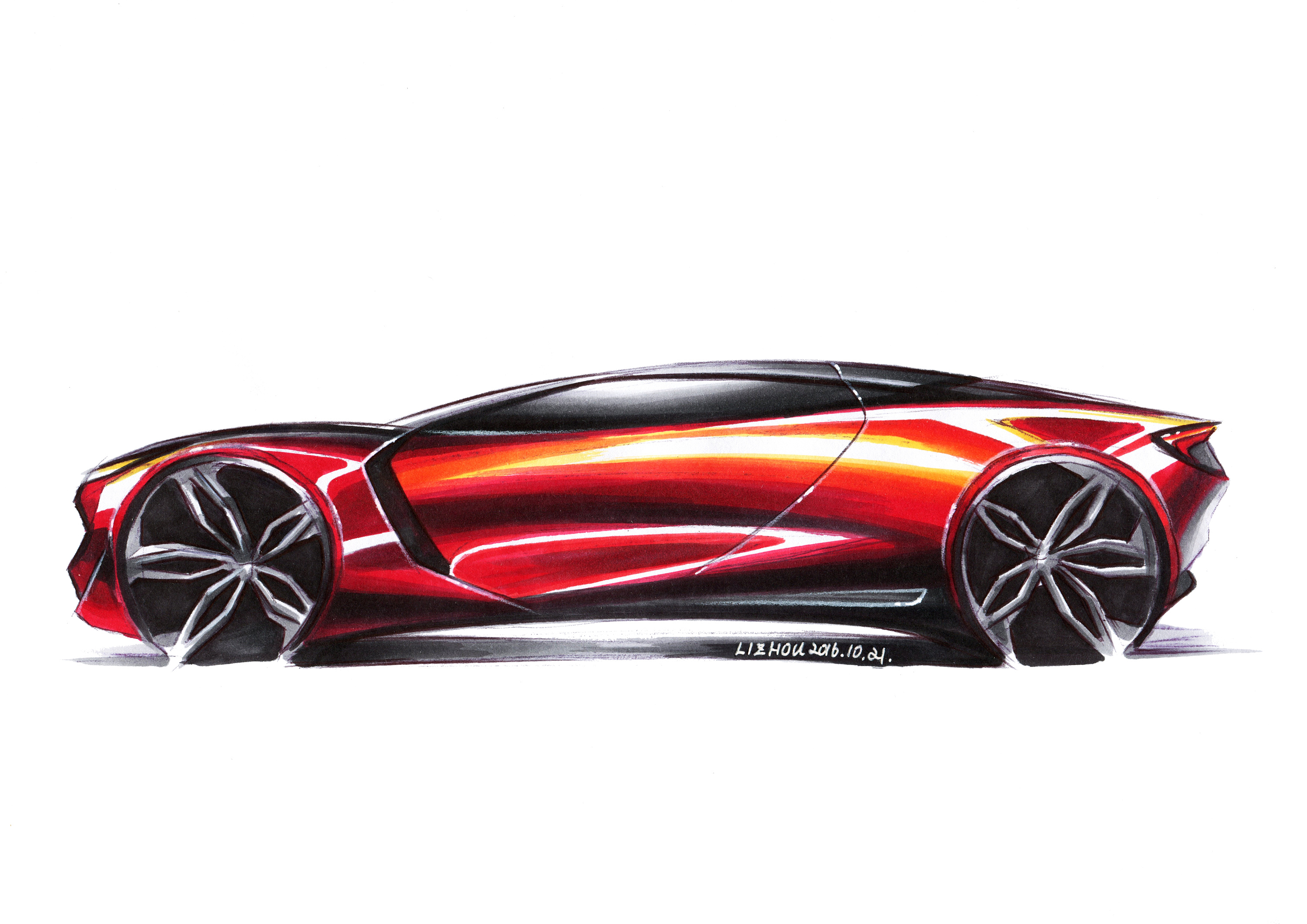 汽车设计,交通工具设计,设计手绘,马克笔快速表达