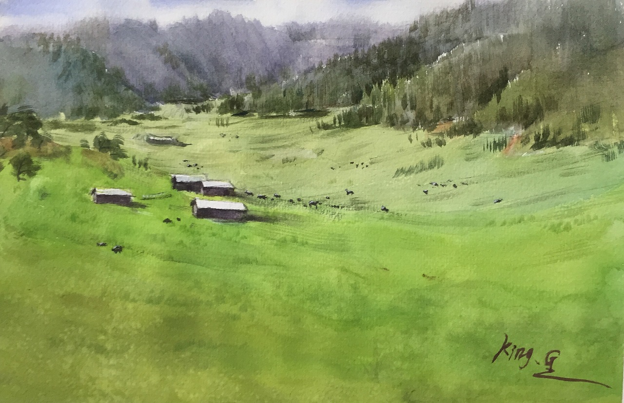 那一片草原（图ZNTgzNDU3MTY=） - 绘画 - 站酷设计师吴子默原创素材 - 站酷ZCOOL