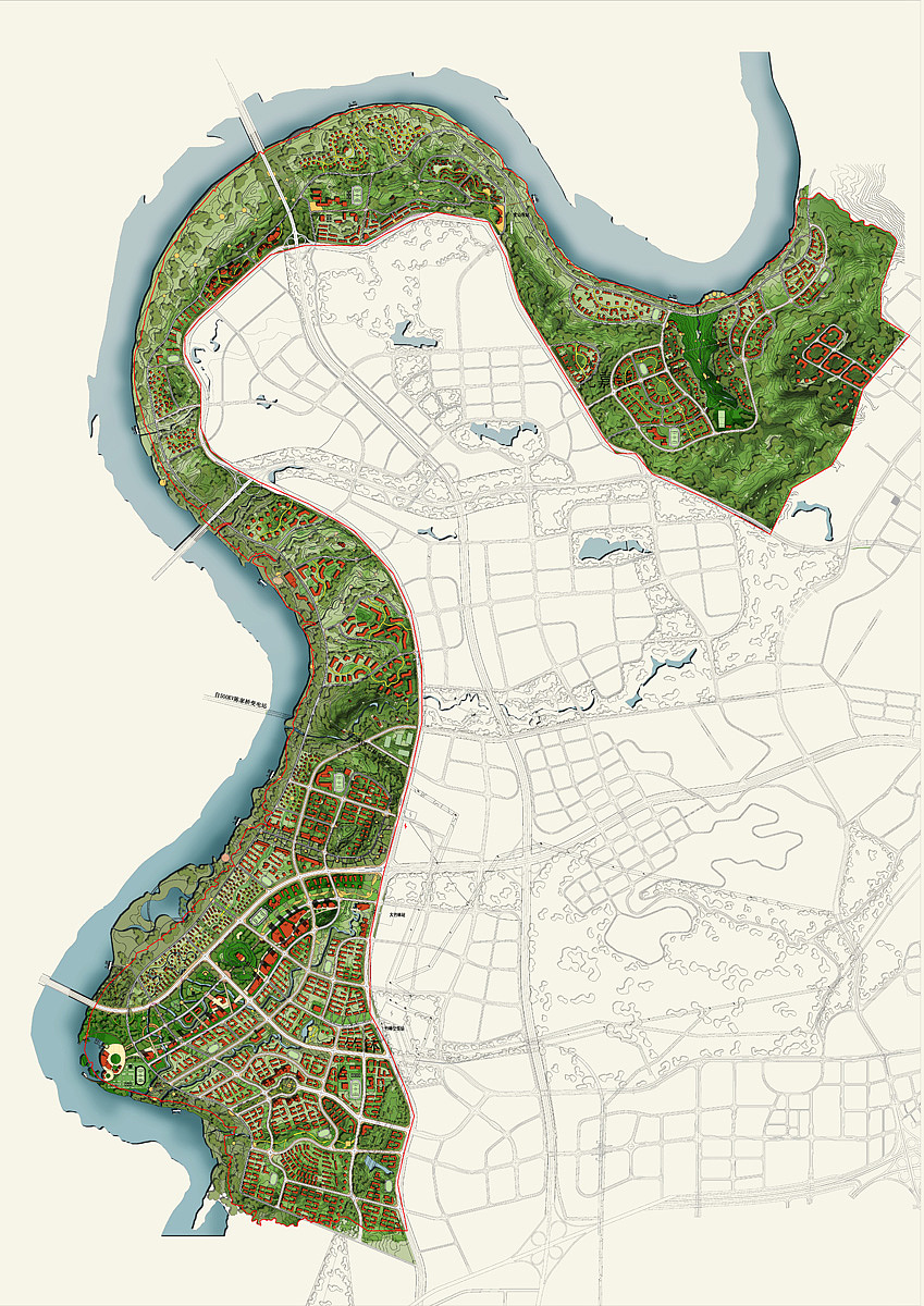 建筑设计总平面填色