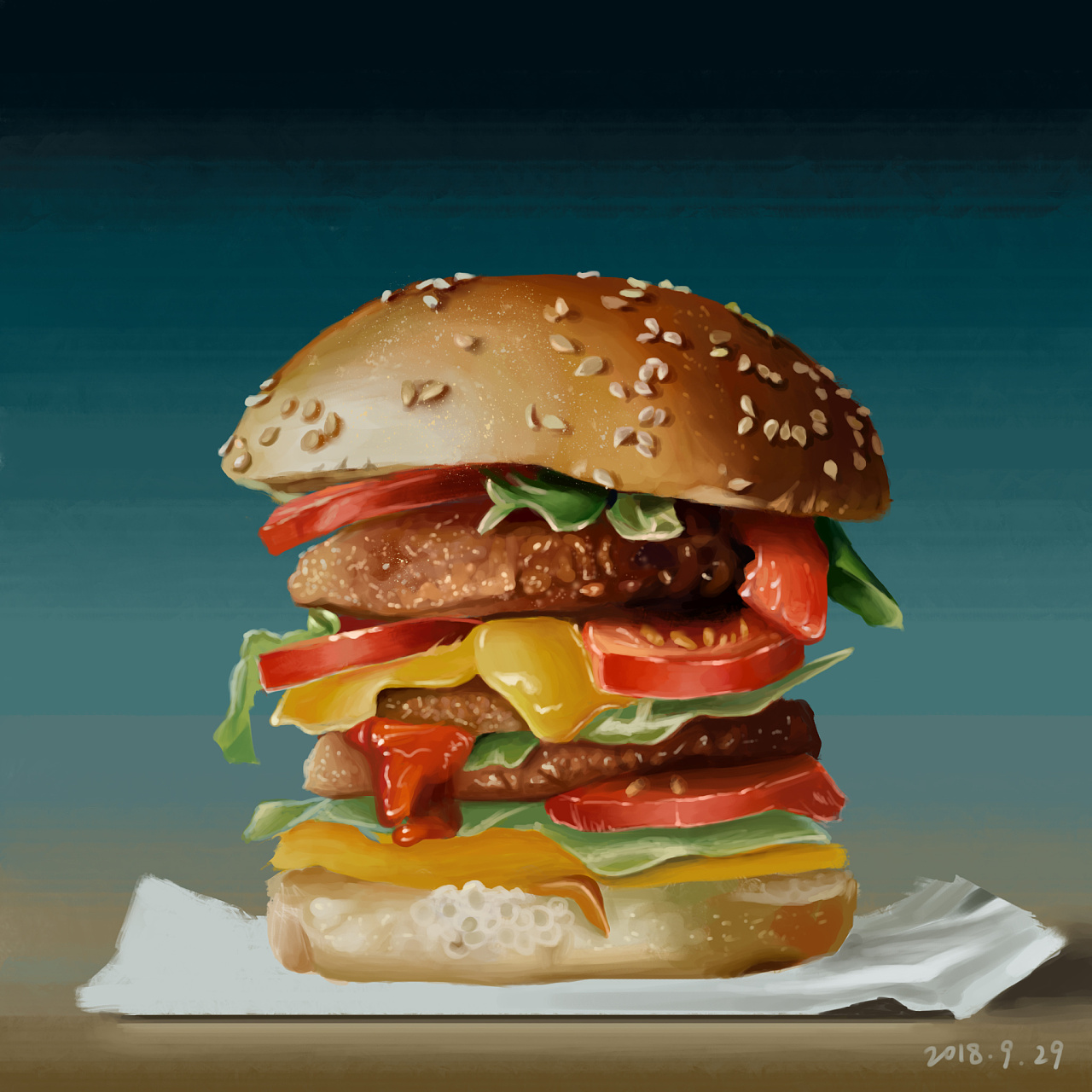 汉堡包|插画|创作习作|兔兔唔 - 临摹作品 - 站酷 (zcool)