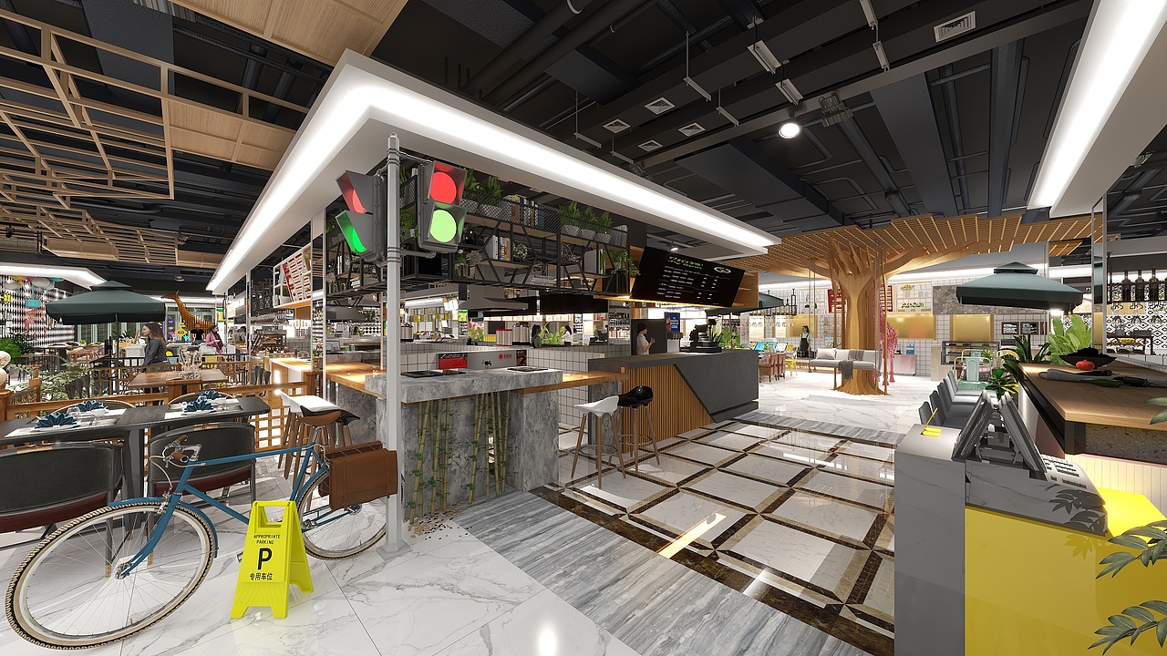 河南平市某地商业空间餐饮区方案(改造区域)