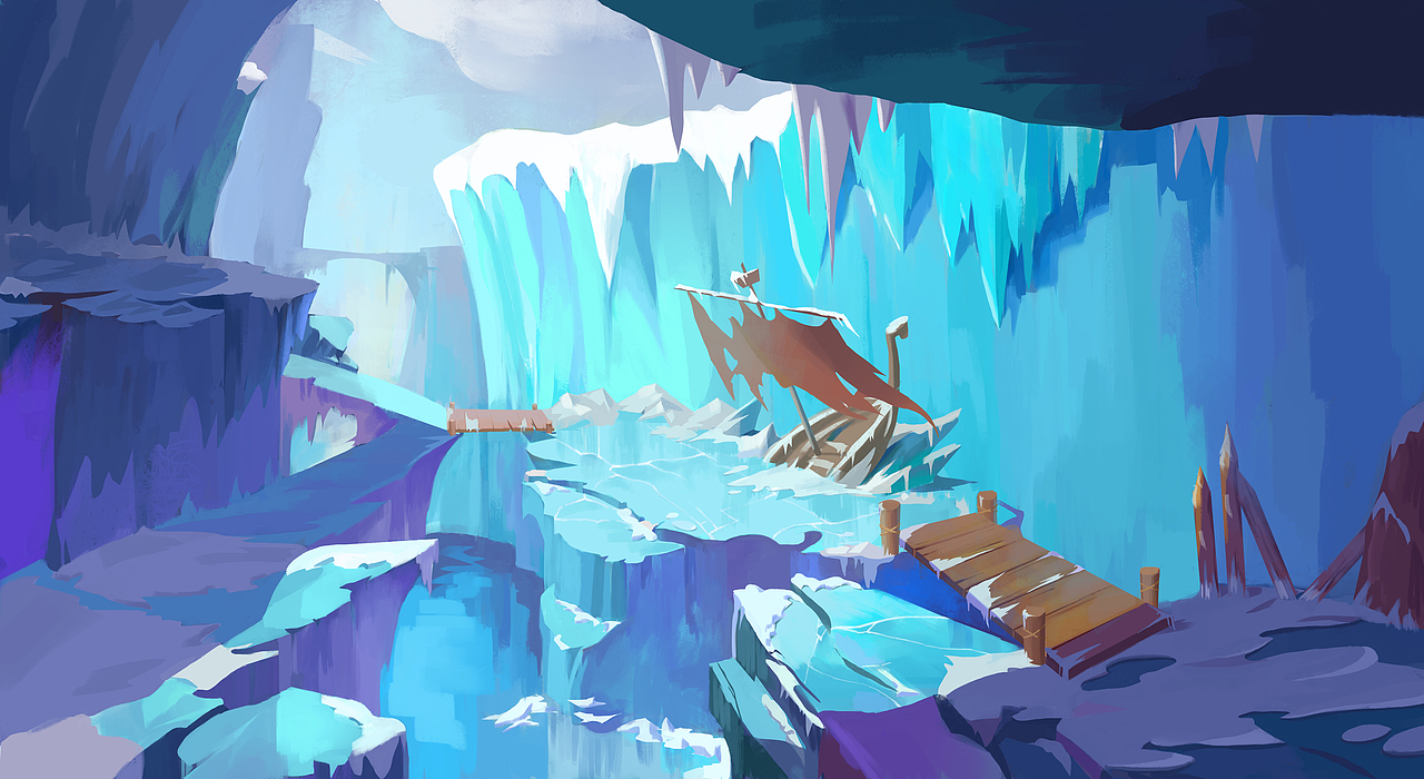 冰川场景|插画|游戏原画|赛波螺_原创作品-站酷zcool