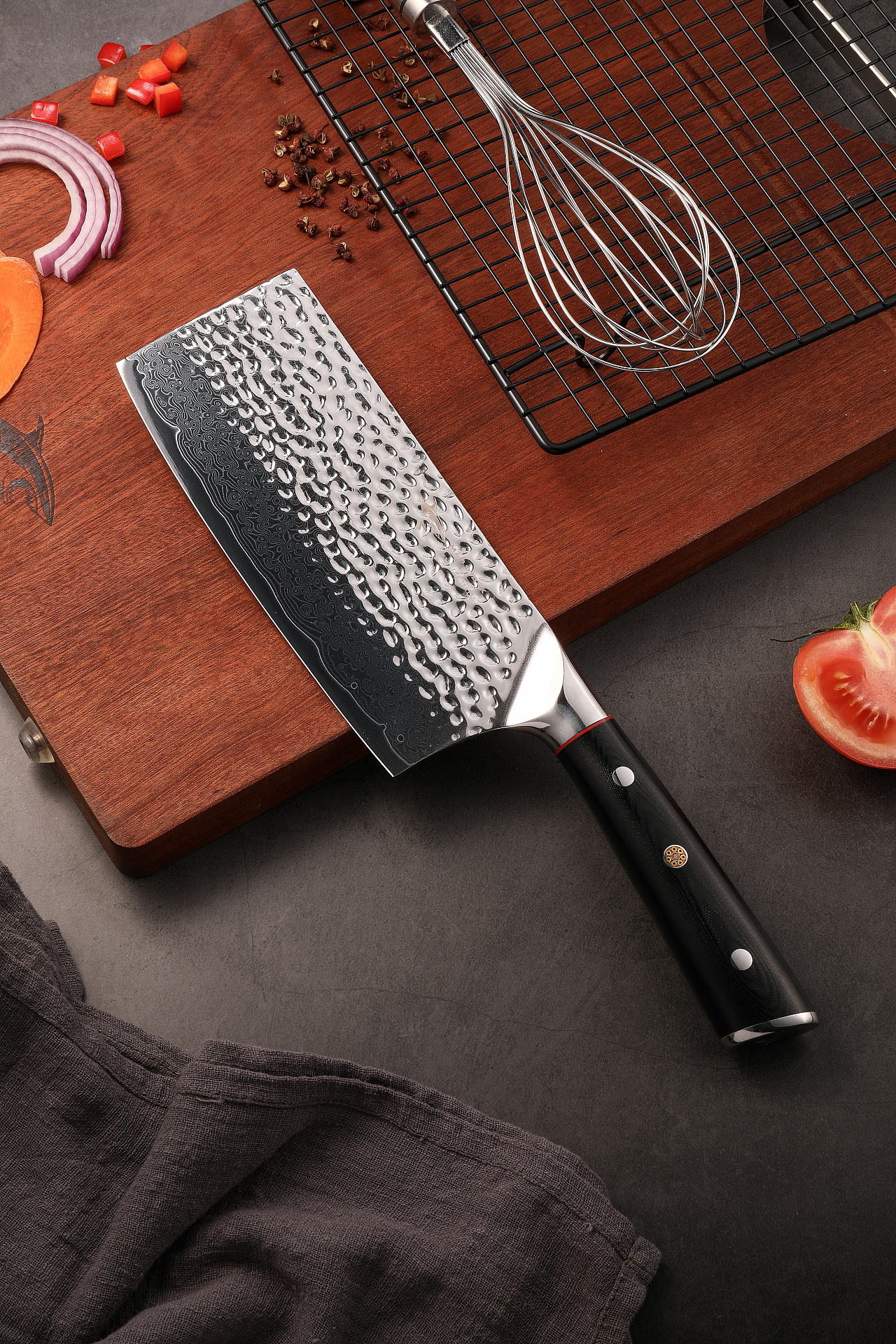 大马士革锤纹菜刀,原图直出