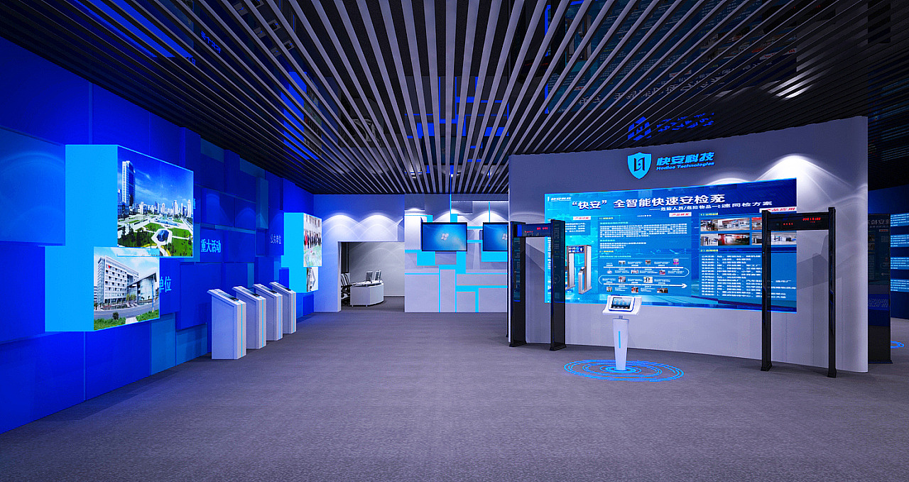 科技时尚未来企业展厅公司文化展厅3d效果图设计