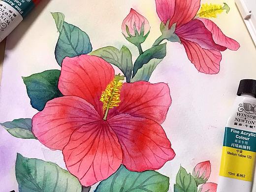 水彩-红花绿叶（个人主页-ZMjUzMDYzODA=） - 绘画 - 站酷设计师ninili原创素材 - 站酷ZCOOL