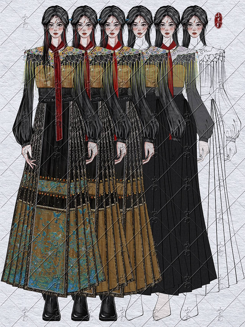 【文物】新中式服装设计效果图