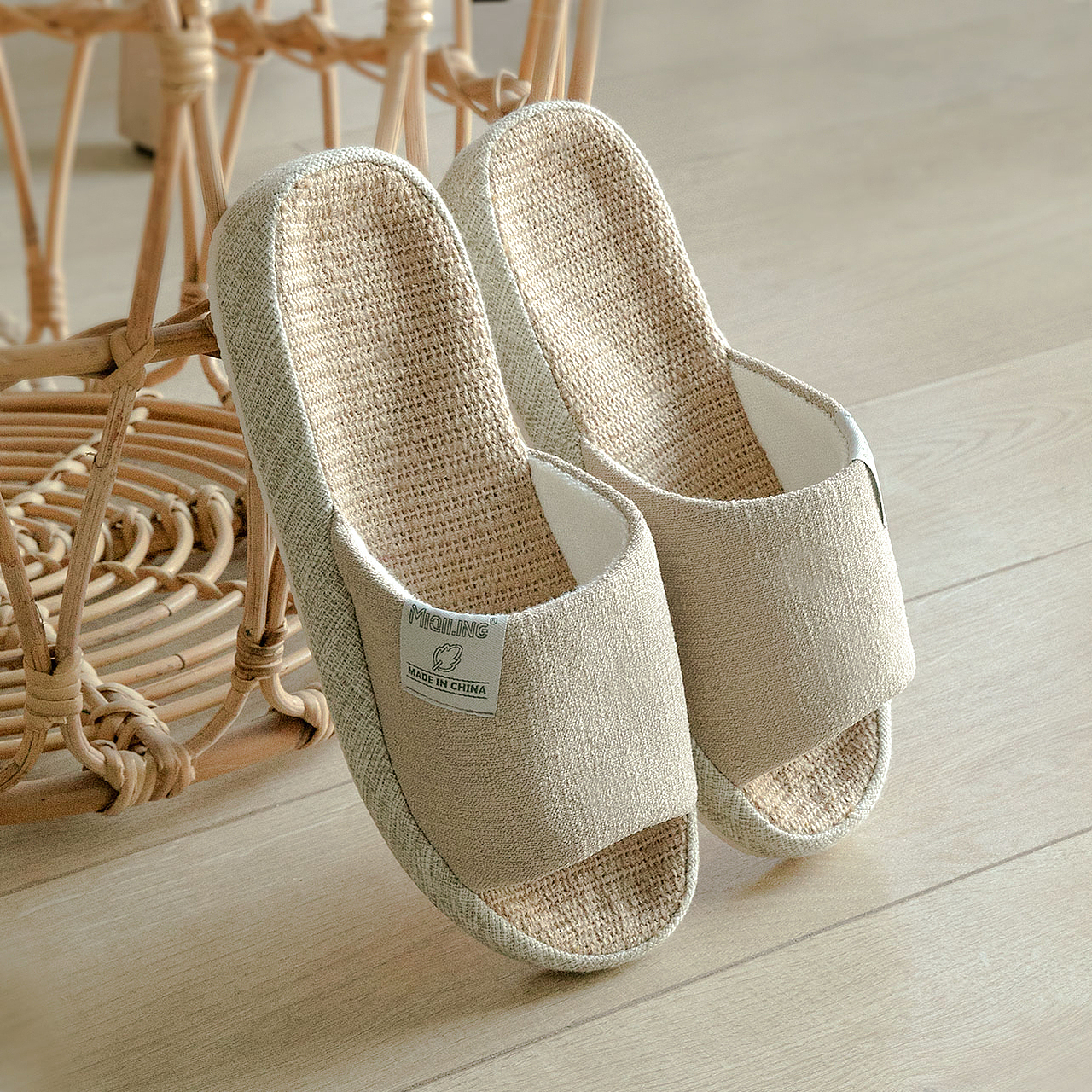 家居亚麻拖鞋
