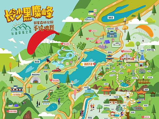 长沙黑麋峰森林公园手绘地图