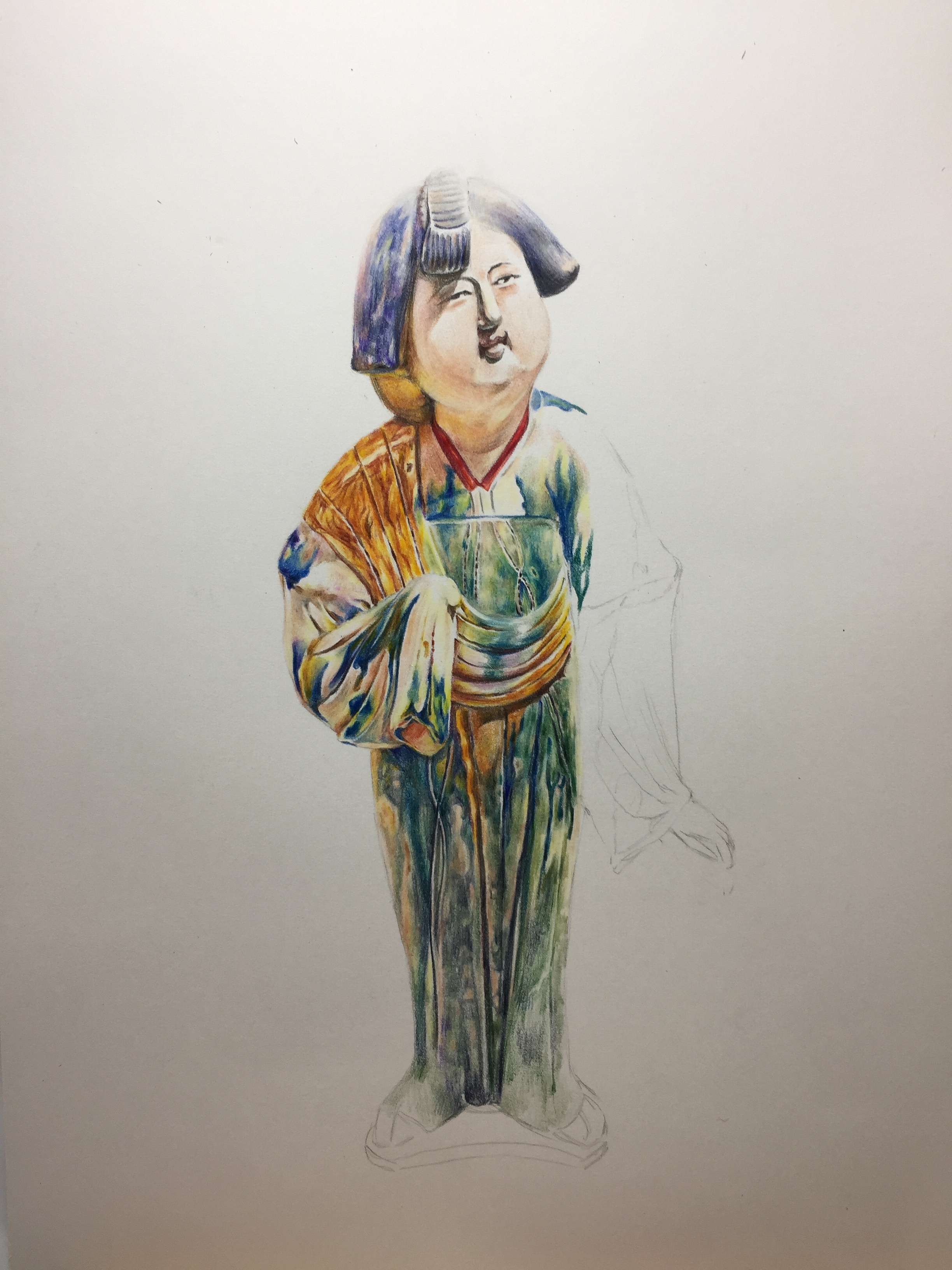 彩铅唐三彩仕女俑