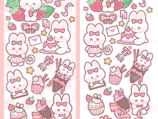 草莓小兔文創(chuàng)貼紙（個(gè)人主頁-ZNzAyMzk4MzI=） - 其他平面 - 站酷設(shè)計(jì)師TTATL原創(chuàng)素材 - 站酷ZCOOL