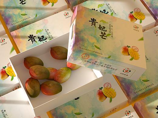 高端大气简约水彩贵妃芒果包装设计水果包装箱子天