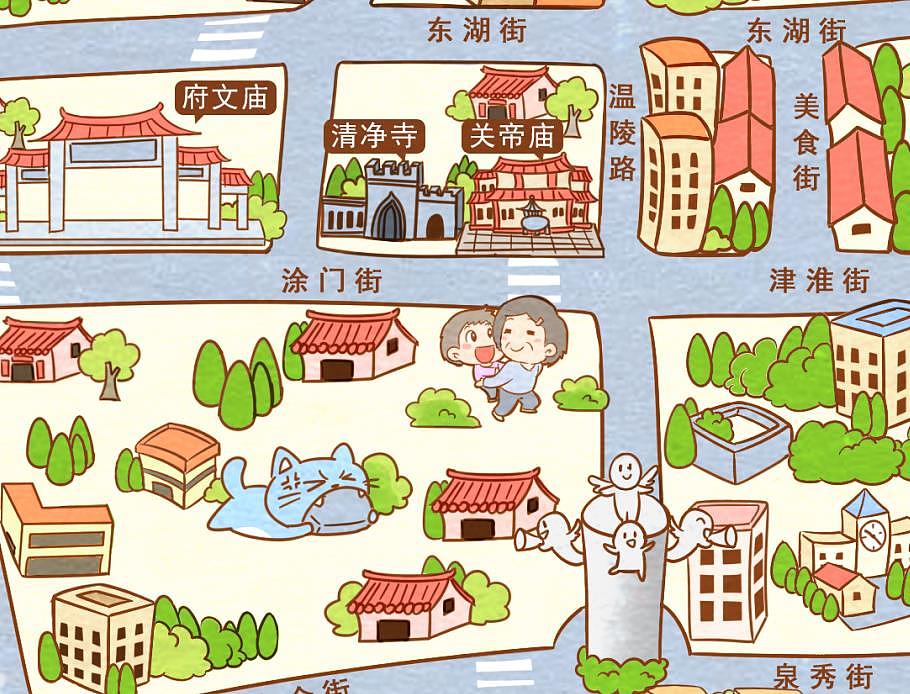 原创作品插画艺术插画泉州手绘地图泉州手绘地图卡通地图熊猫的猫熊猫
