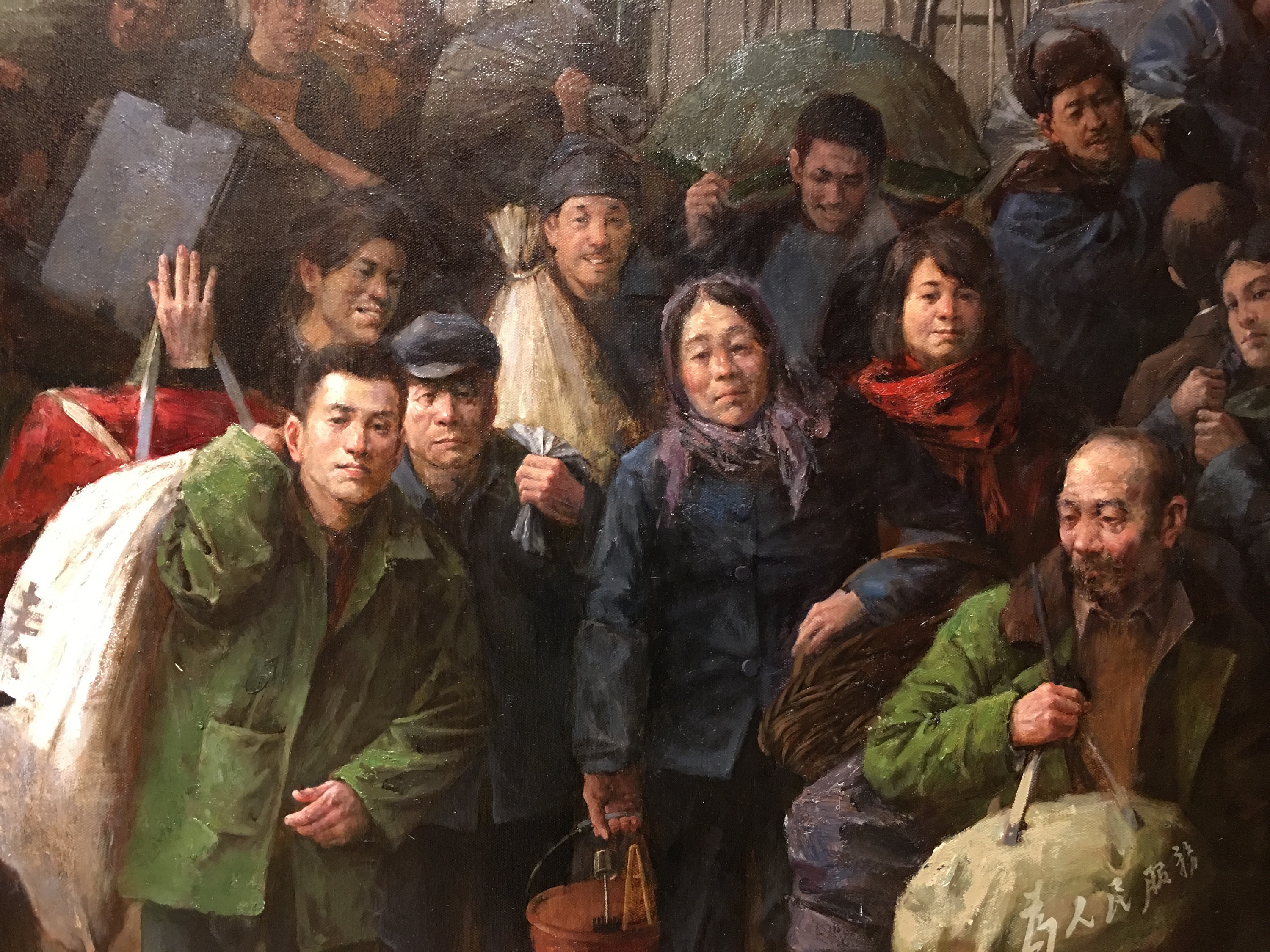 油画《打工潮》