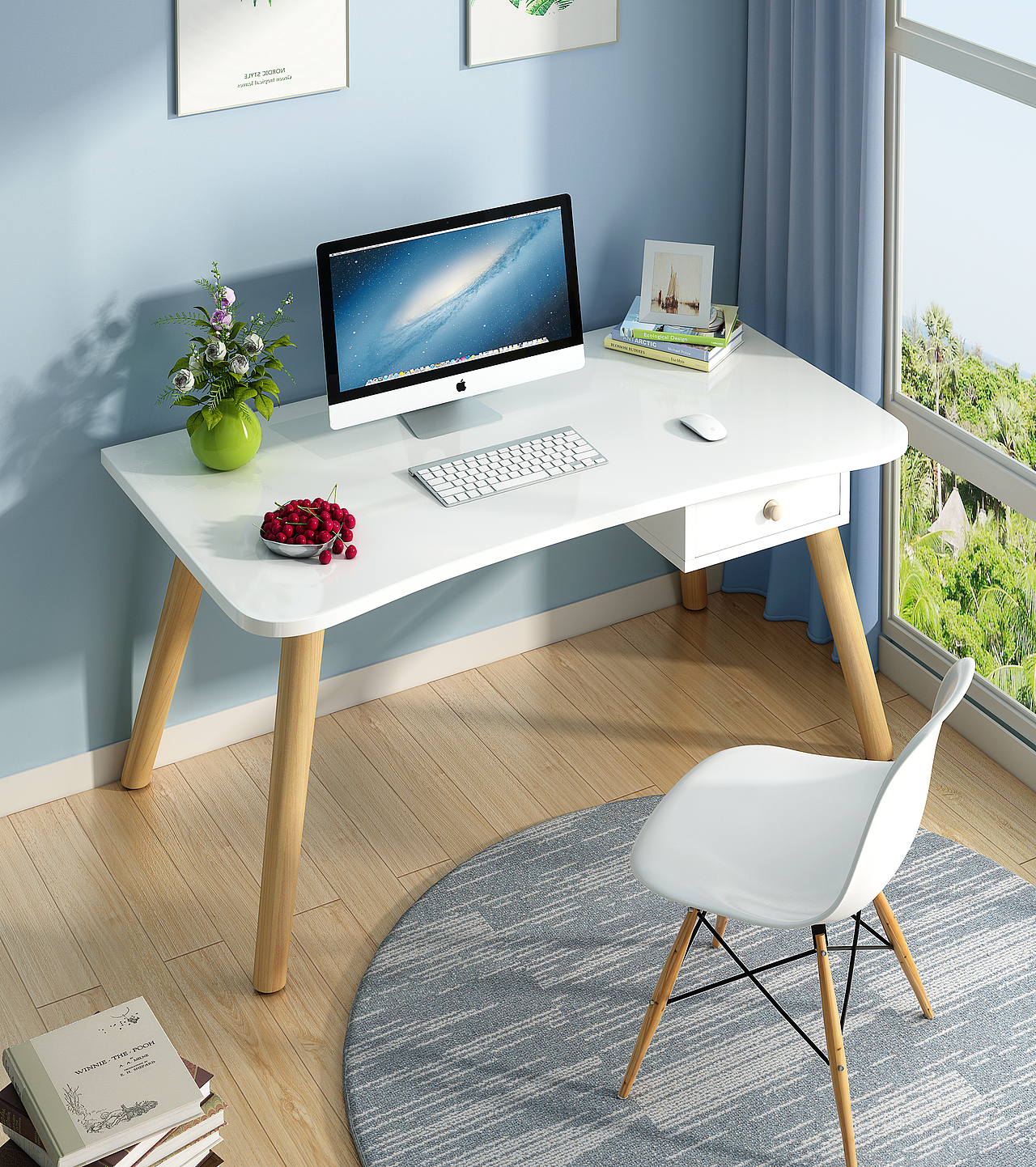 电脑桌3D 建模渲染