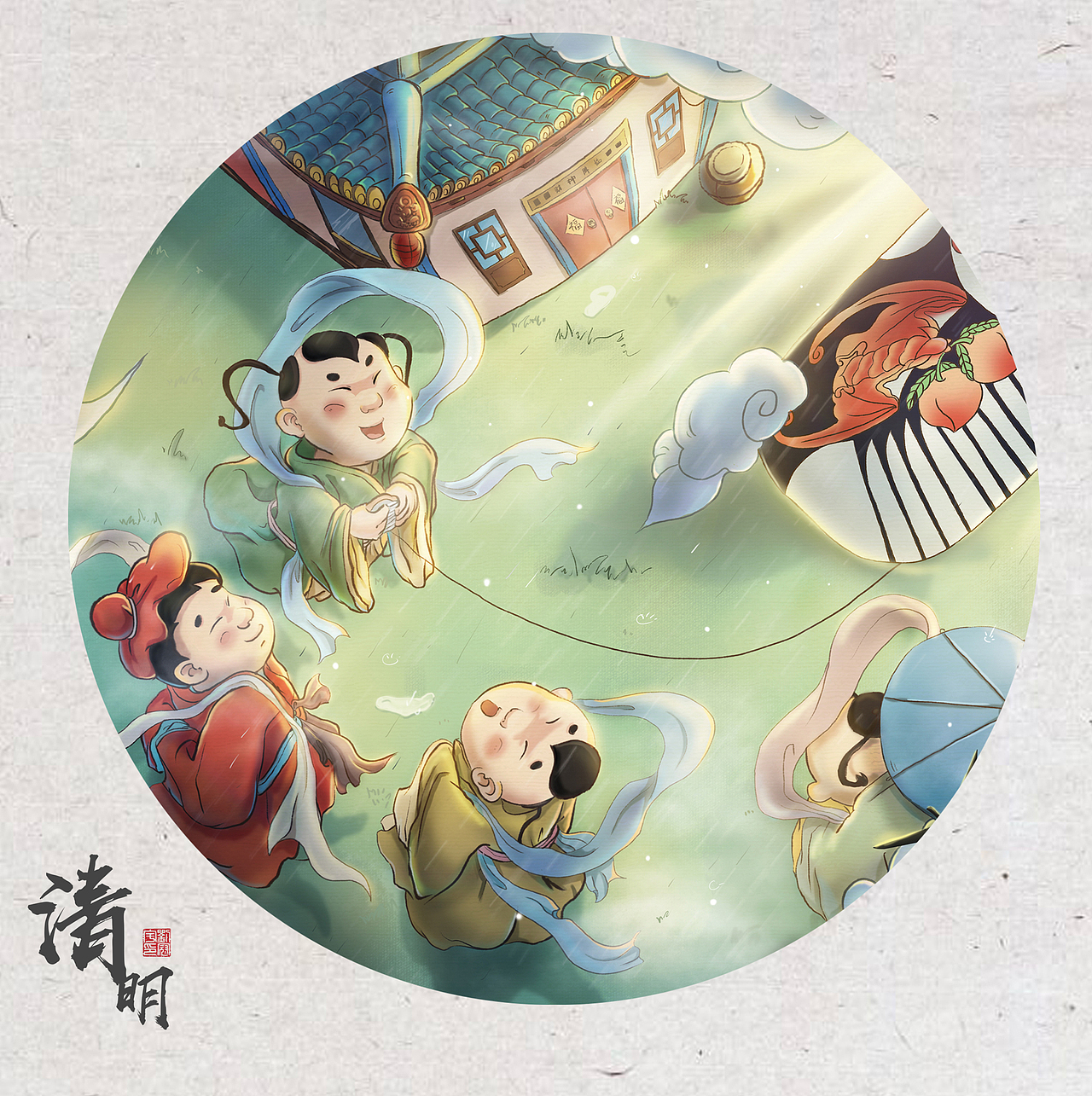 节日景象系列插画