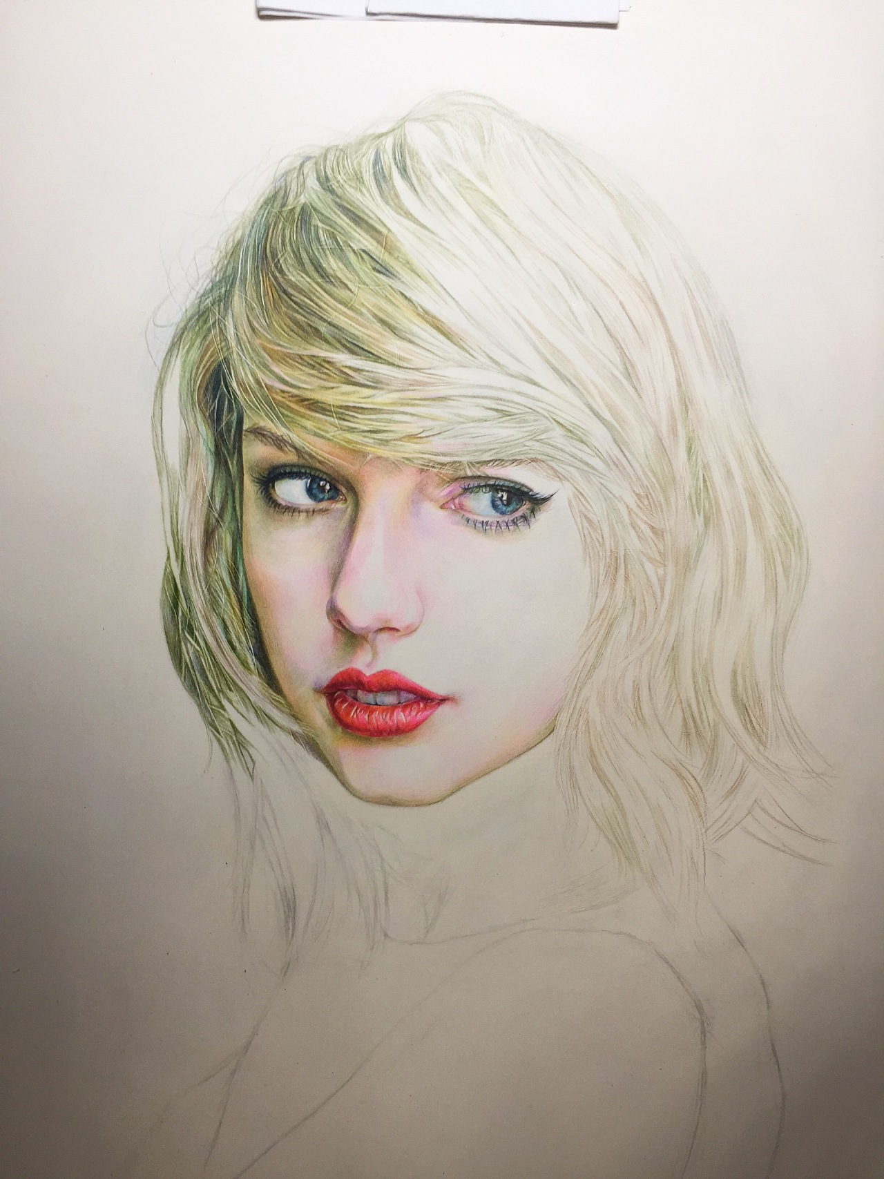 彩色铅笔画泰勒斯威夫特taylorswift