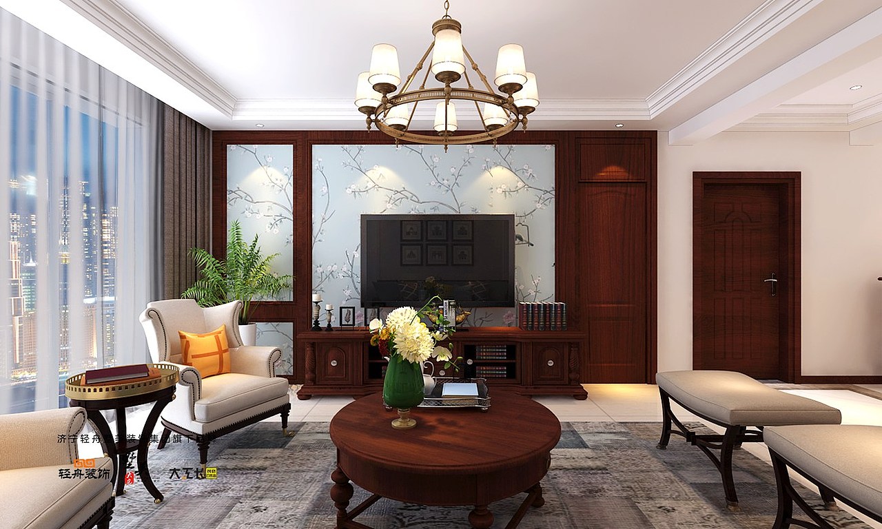 济宁书香园1号楼东户145平米美式风格装修设计方案