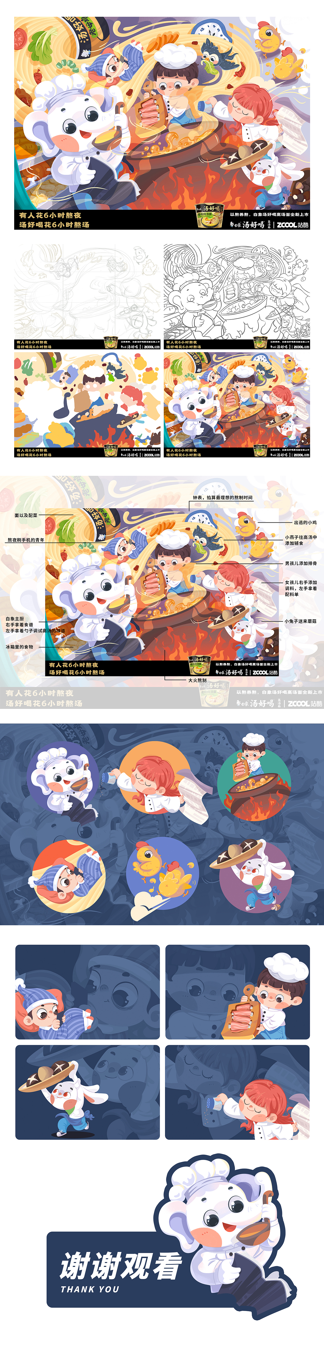 【白象汤好喝】创意插画海报（图ZMzI2MTg1MjAw） - 海报 - 站酷设计师宇宙Nono原创素材 - 站酷ZCOOL