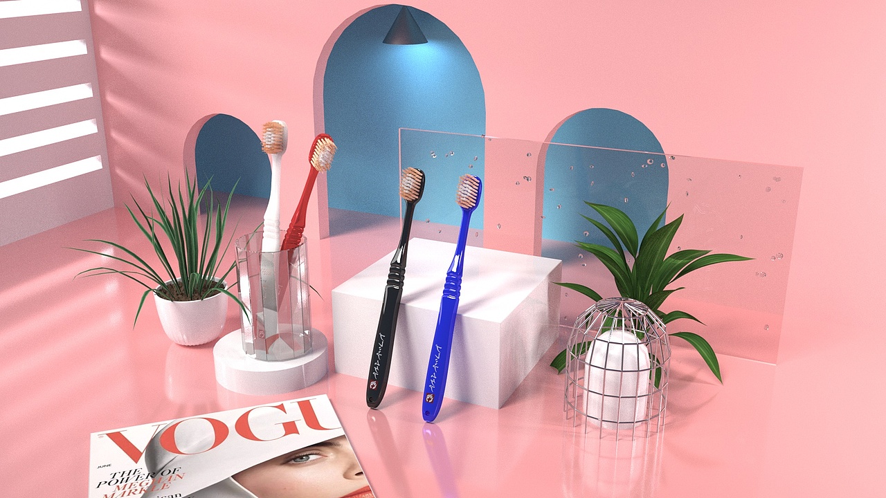 C4D护适达牙刷模型场景（图ZMTU5Mzk3NDA4） - 场景 - 站酷设计师月光下半杯茶原创素材 - 站酷ZCOOL