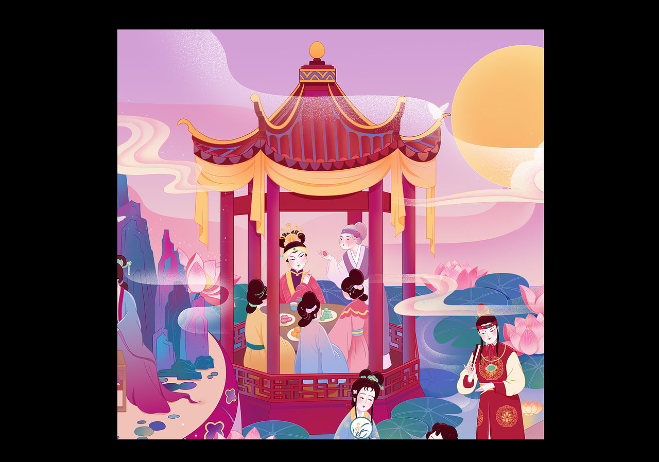 红楼梦｜荷塘月色（图ZMzA2OTQzNTc2） - 商业插画 - 站酷设计师小野仙踪原创素材 - 站酷ZCOOL