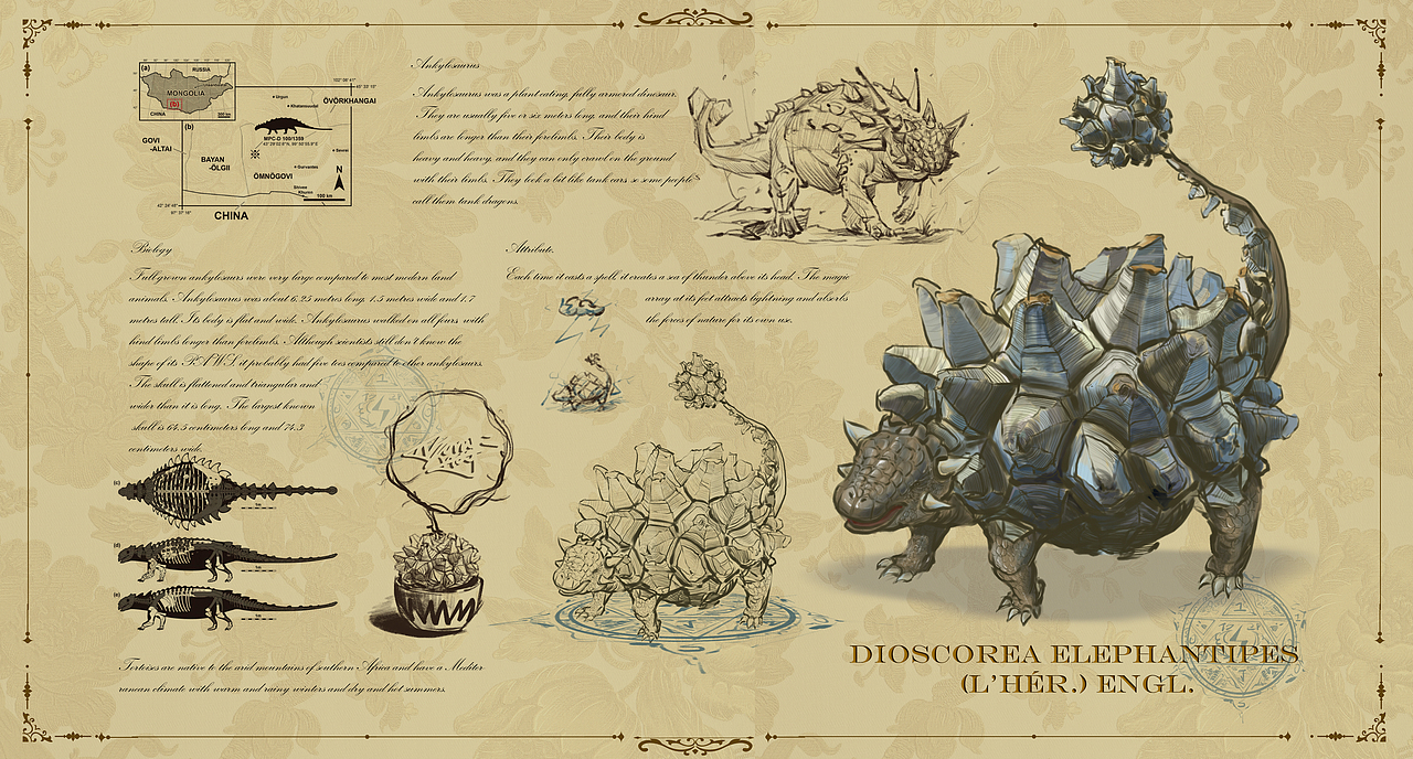 块根珍藏系列——龟甲龙的奇思妙想（图ZMzEyNTU3NzY0） - 艺术插画 - 站酷设计师杂烩呱呱原创素材 - 站酷ZCOOL