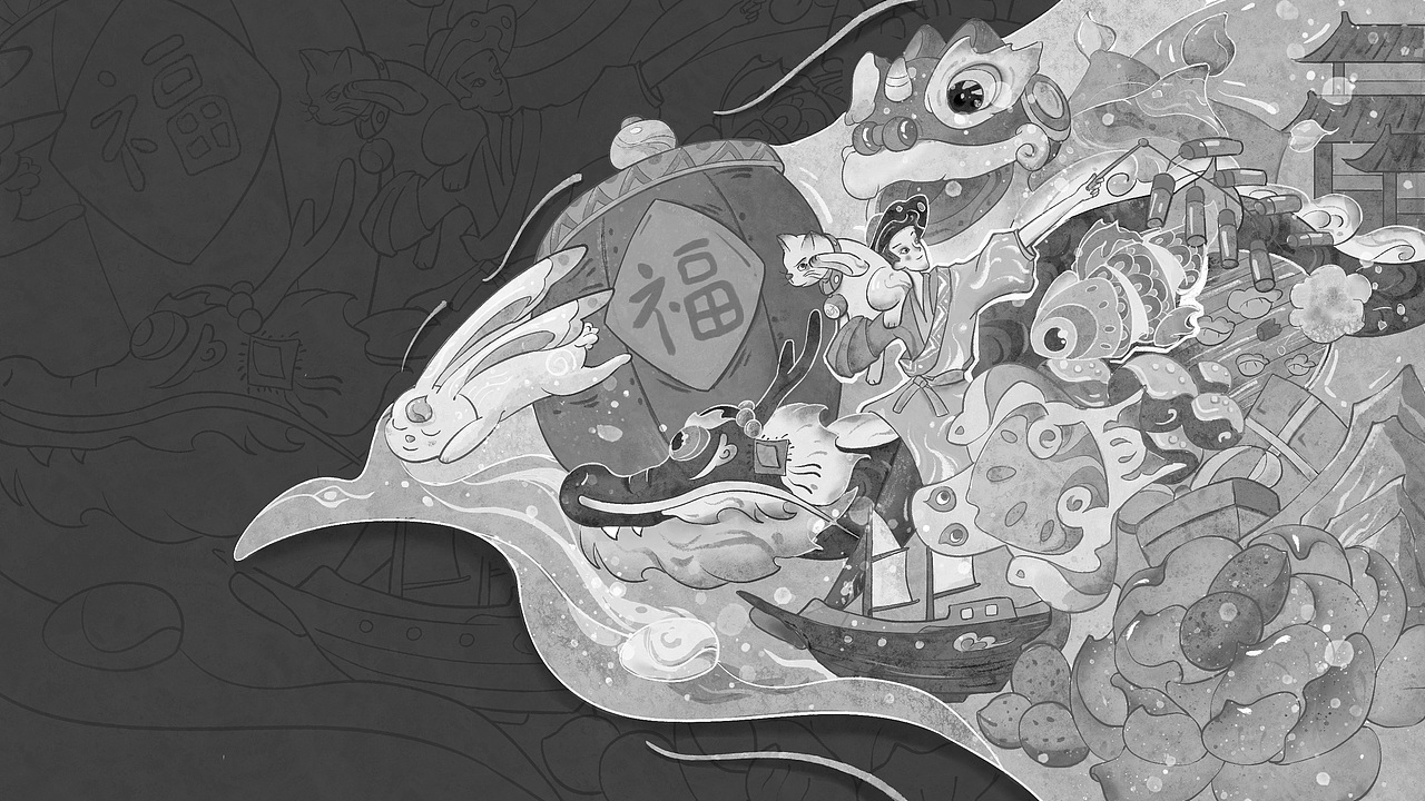 喜乐龙年（图ZMzU4OTY3NTU2） - 商业插画 - 站酷设计师张破JUMP原创素材 - 站酷ZCOOL