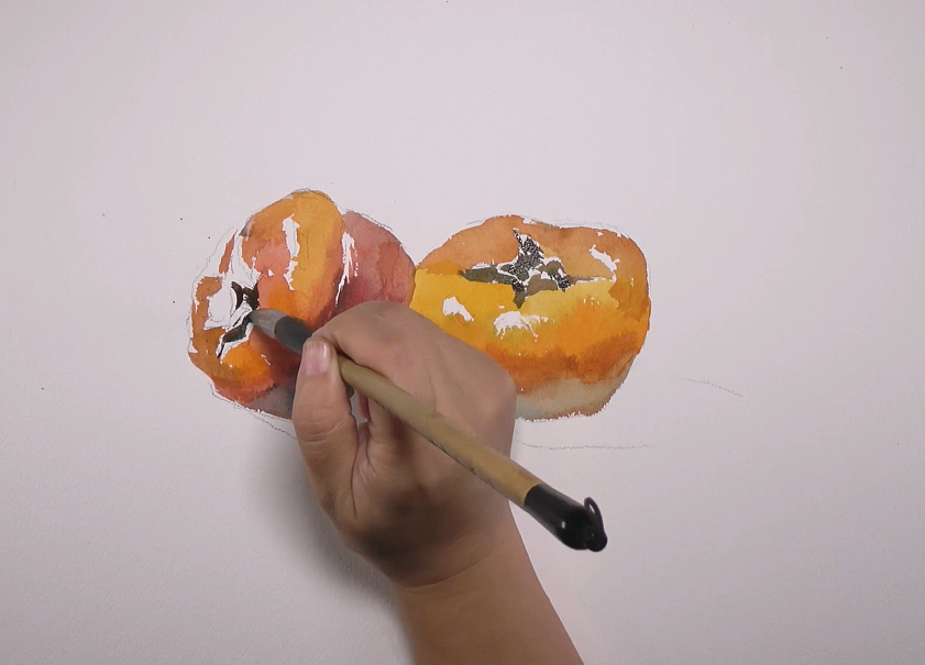 水彩绘画（两颗柿子）（图ZMTc5MjAwMDIw） - 绘画 - 站酷设计师萃艺博课堂原创素材 - 站酷ZCOOL