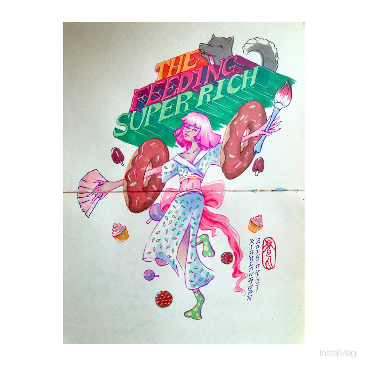 拜拜甜甜圈~|插画|涂鸦\/潮流|小苍丸插畵 - 原创