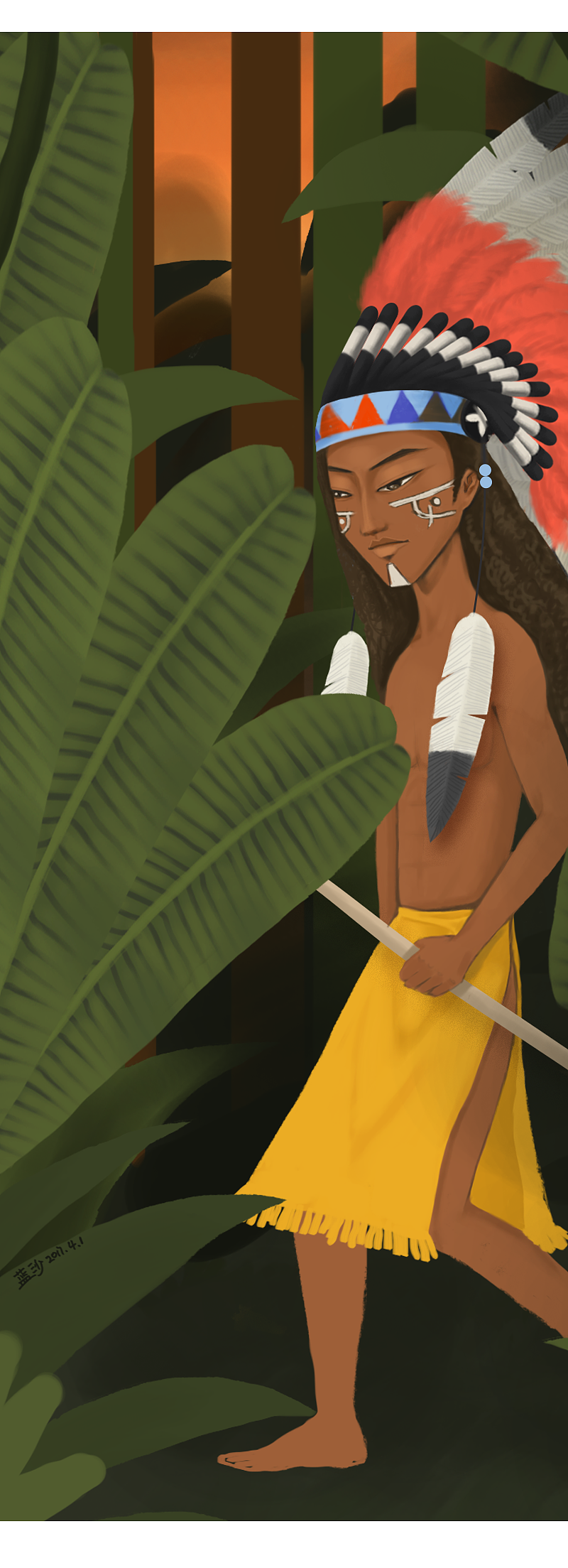 印第安人|插画|创作习作|姚蓝沙_原创作品-站酷zcool