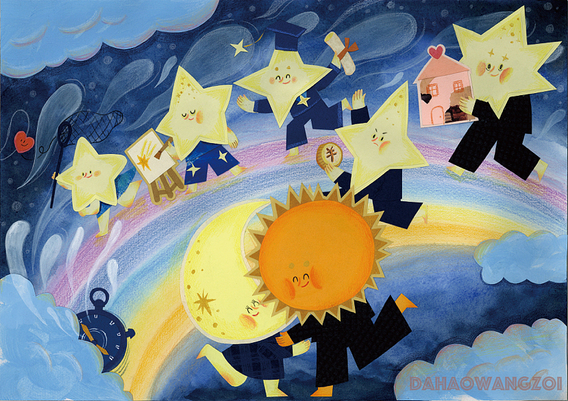 原创拼贴画“日月星系列”—时间的味道