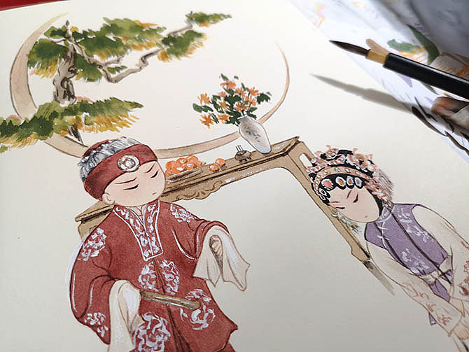 四大古典名剧之《桃花扇》《西厢记》|昆曲时尚Q萌插画