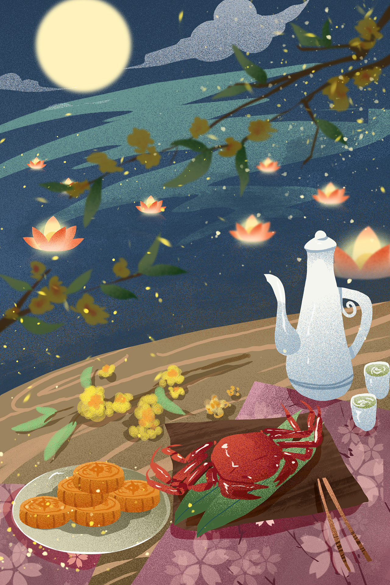 中秋节 |插画|商业插画|咸二鱼 - 原创作品 - 站酷 (zcool)