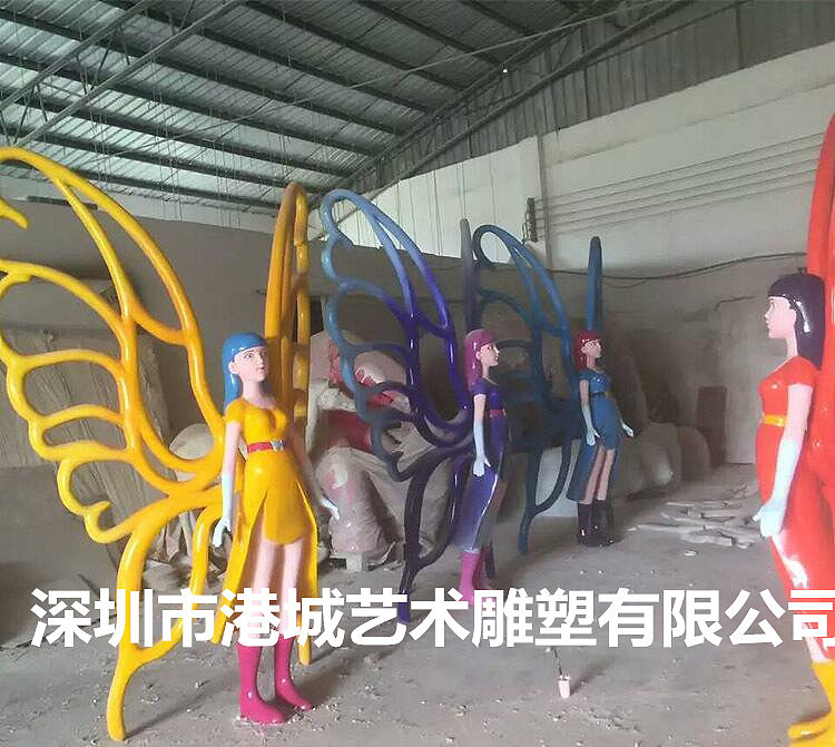 玻璃钢蝴蝶仙子花仙子雕塑花园商场广场景观美陈摆件