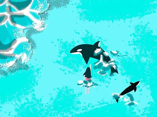 大海与鲸（个人主页-ZMzIyNDEyODQ=） - 创作习作 - 站酷设计师jenny刘原创素材 - 站酷ZCOOL