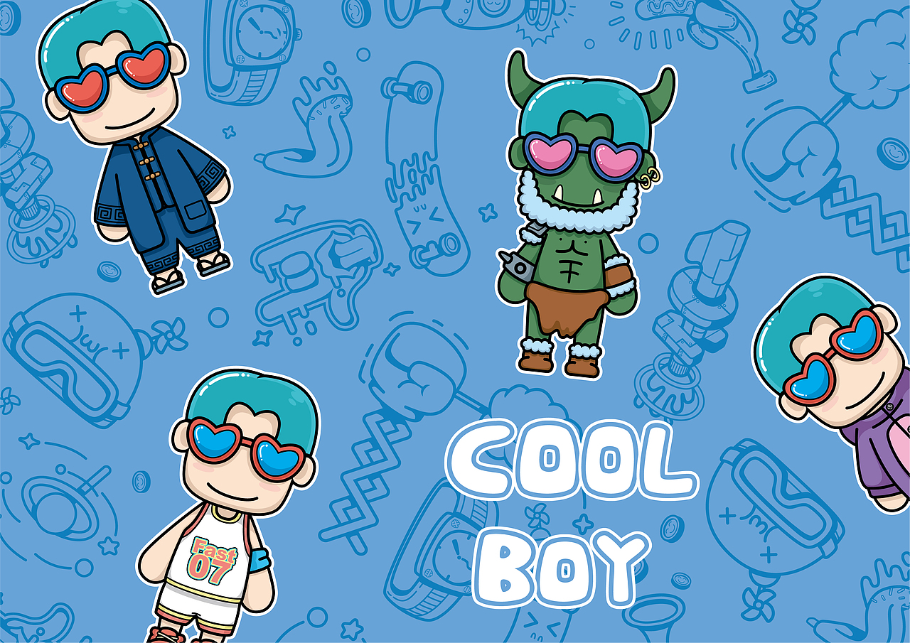 cool boy 卡通形象vi