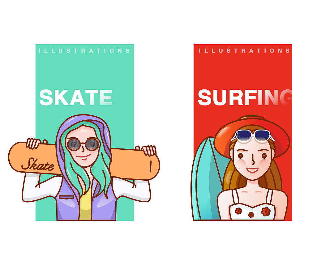 SPORTS GIRL 系列人物插画（图ZMTI3MDM3Nzky） - 创作习作 - 站酷设计师小赖卟皮原创素材 - 站酷ZCOOL