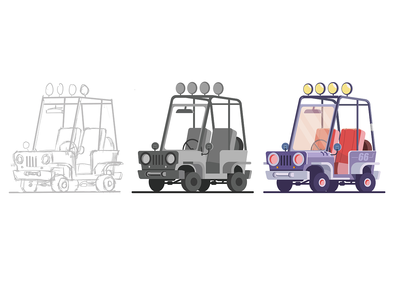 老司机带带我——吉普矢量插画（图ZODgxODE3Mjg=） - 创作习作 - 站酷设计师宫丶小柒原创素材 - 站酷ZCOOL