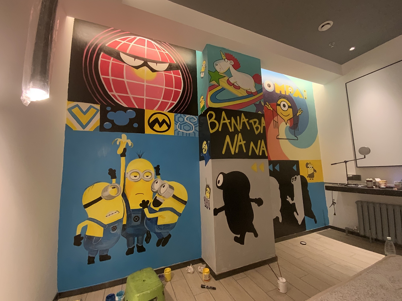 小黄人主题墙绘